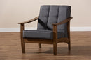 Saoka Gray Fabric Upholstered Walnut Wood Lounge Chair Baxton
