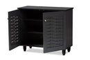 Curlew Dark Gray 2-Door Wooden Entryway Shoe Storage Cabinet Baxton