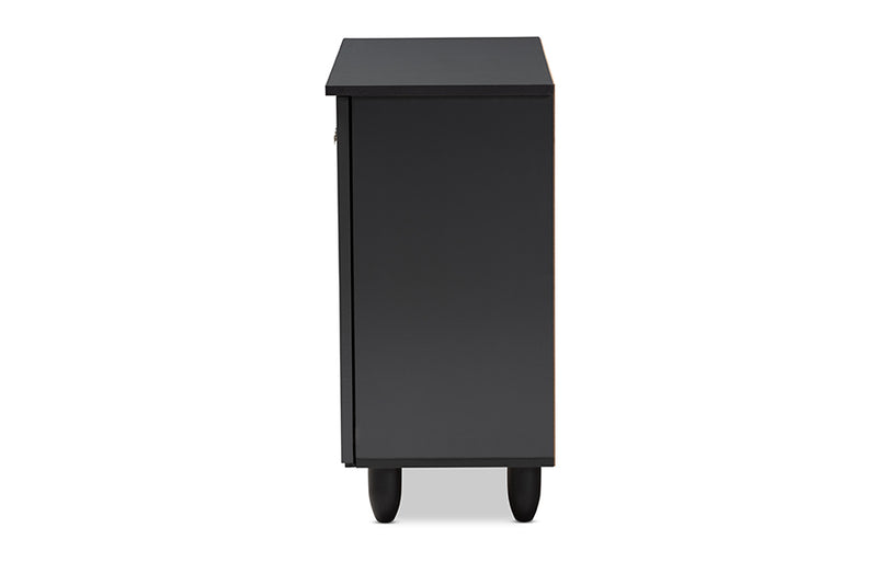 Curlew Modern and Contemporary Dark Gray 2-Door Wooden Entryway Shoe Storage Cabinet