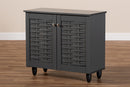Curlew Dark Gray 2-Door Wooden Entryway Shoe Storage Cabinet Baxton