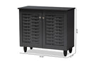 Curlew Dark Gray 2-Door Wooden Entryway Shoe Storage Cabinet Baxton