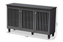 Emmett Dark Gray 3-Door Wooden Entryway Shoe Storage Wide Cabinet Baxton