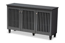 Emmett Dark Gray 3-Door Wooden Entryway Shoe Storage Wide Cabinet Baxton