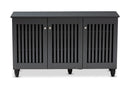 Emmett Dark Gray 3-Door Wooden Entryway Shoe Storage Wide Cabinet Baxton