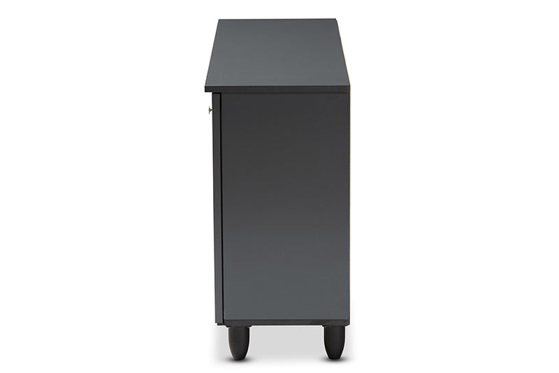 Emmett Modern and Contemporary Dark Gray 3-Door Wooden Entryway Shoe Storage Wide Cabinet