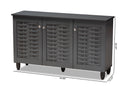 Curlew Dark Gray 3-Door Wooden Entryway Shoe Storage Cabinet Baxton