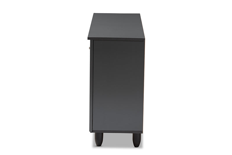 Curlew Modern and Contemporary Dark Gray 3-Door Wooden Entryway Shoe Storage Cabinet