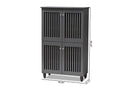 Emmett Dark Gray 4-Door Wooden Entryway Shoe Storage Cabinet Baxton