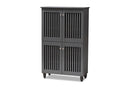 Emmett Dark Gray 4-Door Wooden Entryway Shoe Storage Cabinet Baxton