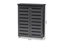 Margaret Dark Gray 2-Door Wooden Entryway Shoe Storage Cabinet Baxton