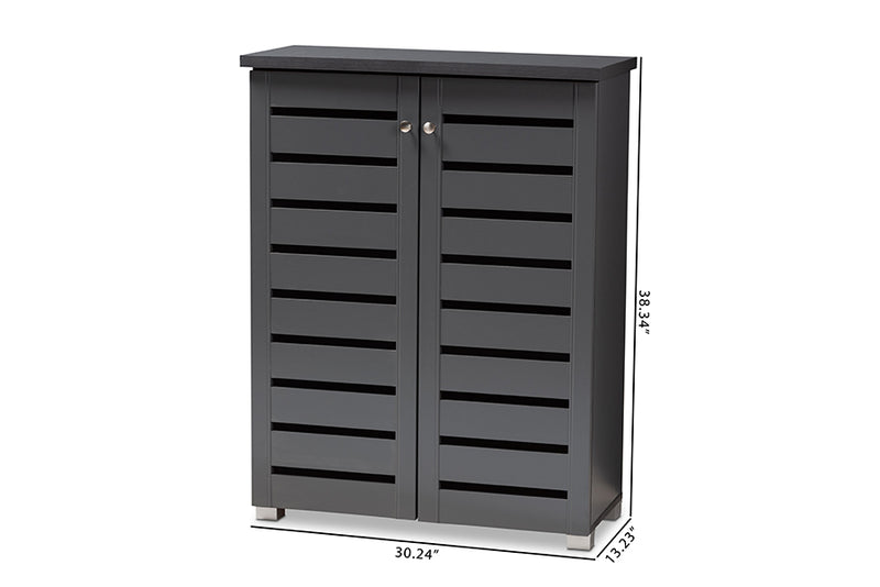 Margaret Modern and Contemporary Dark Gray 2-Door Wooden Entryway Shoe Storage Cabinet