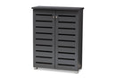 Margaret Dark Gray 2-Door Wooden Entryway Shoe Storage Cabinet Baxton