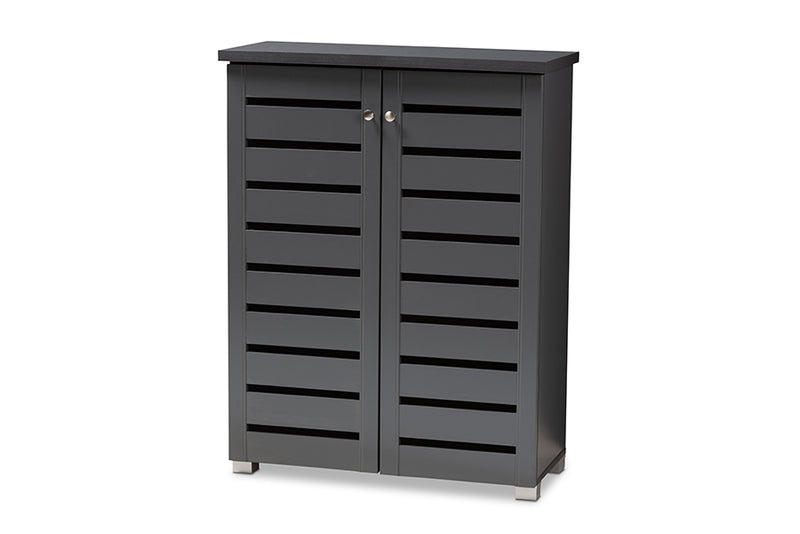 Margaret Modern and Contemporary Dark Gray 2-Door Wooden Entryway Shoe Storage Cabinet