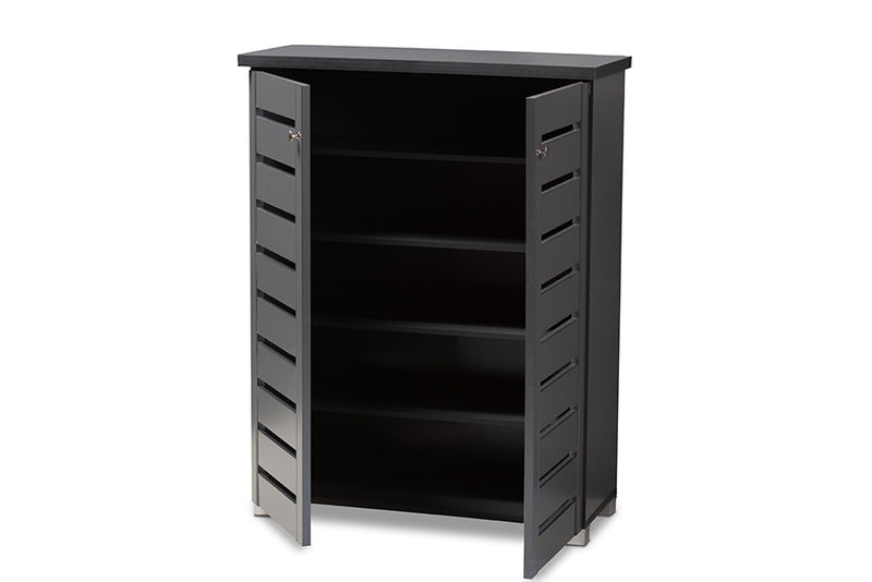 Margaret Modern and Contemporary Dark Gray 2-Door Wooden Entryway Shoe Storage Cabinet