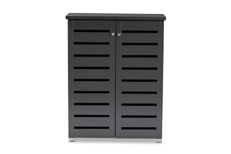 Margaret Modern and Contemporary Dark Gray 2-Door Wooden Entryway Shoe Storage Cabinet