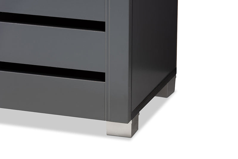 Margaret Modern and Contemporary Dark Gray 2-Door Wooden Entryway Shoe Storage Cabinet