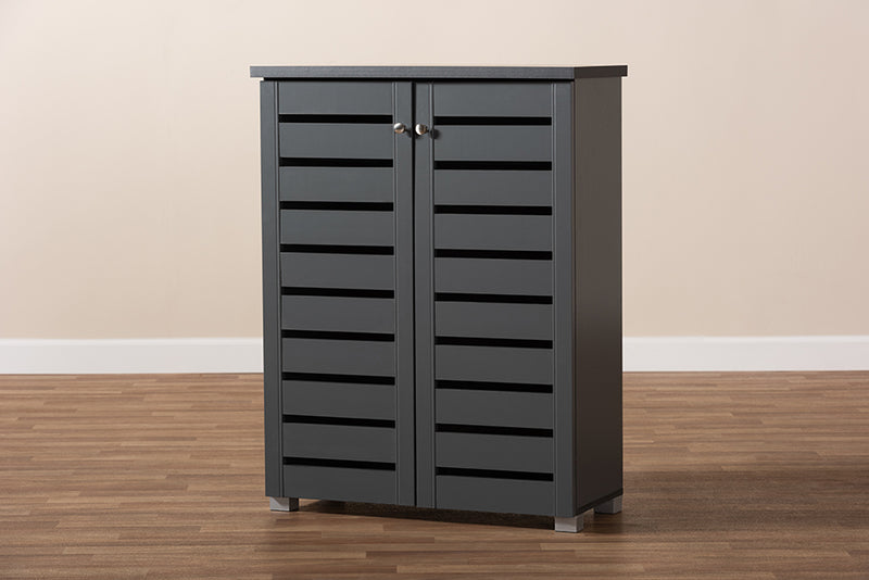 Margaret Modern and Contemporary Dark Gray 2-Door Wooden Entryway Shoe Storage Cabinet