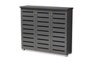 Margaret Dark Gray 3-Door Wooden Entryway Shoe Storage Cabinet Baxton