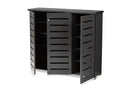 Margaret Dark Gray 3-Door Wooden Entryway Shoe Storage Cabinet Baxton