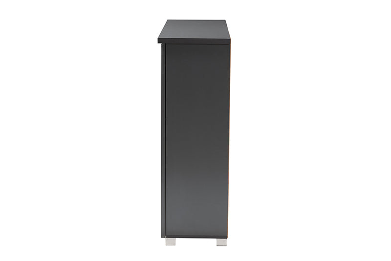 Margaret Modern and Contemporary Dark Gray 3-Door Wooden Entryway Shoe Storage Cabinet