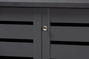 Margaret Dark Gray 3-Door Wooden Entryway Shoe Storage Cabinet Baxton