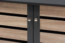 Leola Two-Tone Oak and Dark Gray 2-Door Shoe Storage Cabinet Baxton