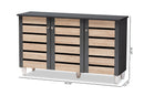 Leola Two-Tone Oak and Dark Gray 3-Door Shoe Storage Cabinet Baxton