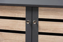 Leola Two-Tone Oak and Dark Gray 4-Door Shoe Storage Cabinet Baxton