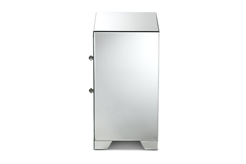 Sahar Mirrored 2-Drawer End Table Baxton