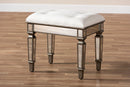 Jana Off White Fabric Upholstered Mirrored Ottoman Vanity Bench Baxton