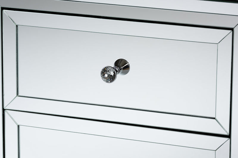 Netti Mirrored 3-Drawer End Table Baxton