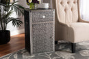 Nevina Industrial Silver Metal Floral Accent Cabinet Baxton