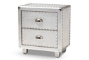Mari French Industrial Silver Metal 2-Drawer End Table Baxton