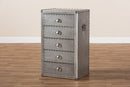Mari French Industrial Silver Metal 5-Drawer Accent Storage Cabinet Baxton