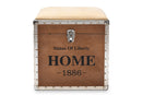 Pomme Industrial Beige Fabric Upholstered Wood Storage Trunk Ottoman Baxton