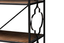 Felda Black Iron Metal and Natural Oak Wood 5-Shelf Quatrefoil Accent Bookcase Baxton