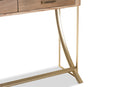 Lamaria Natural Brown and Gold Finished 2-Drawer Console Table Baxton