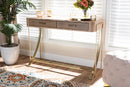 Lamaria Natural Brown and Gold Finished 2-Drawer Console Table Baxton