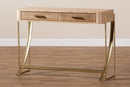 Lamaria Natural Brown and Gold Finished 2-Drawer Console Table Baxton