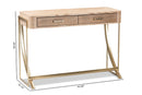 Lamaria Natural Brown and Gold Finished 2-Drawer Console Table Baxton