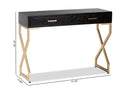 Beth Dark Brown Faux Leather Upholstered Gold Finished 2-Drawer Console Table Baxton