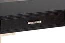Beth Dark Brown Faux Leather Upholstered Gold Finished 2-Drawer Console Table Baxton