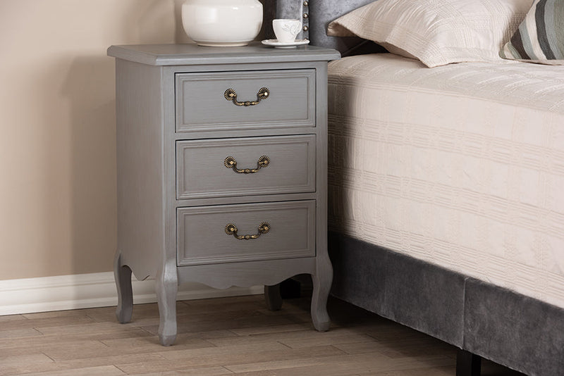 Gould Gray 3-Drawer End Table Baxton