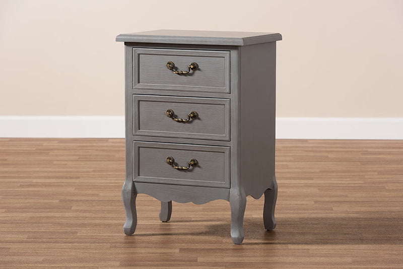 Gould Gray 3-Drawer End Table Baxton