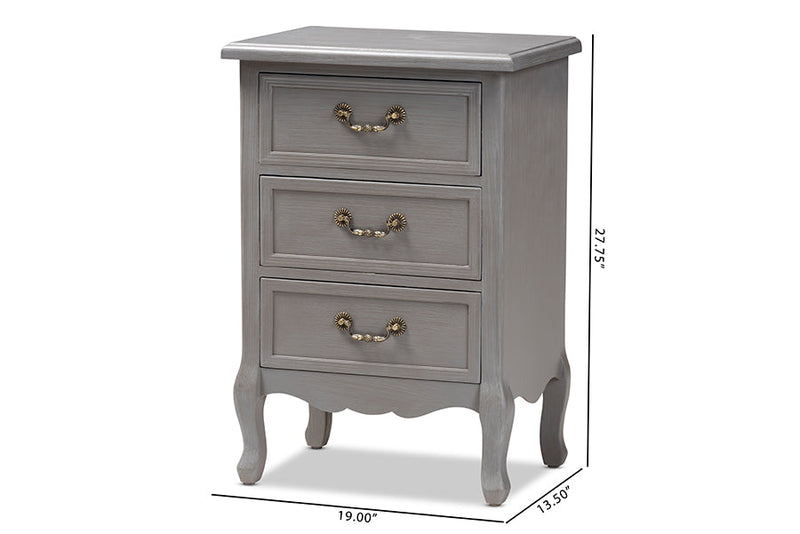 Gould Gray 3-Drawer End Table Baxton