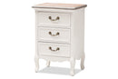 Gould Two Tone Natural Whitewashed Oak and White 3-Drawer End Table Baxton