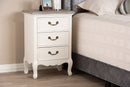 Gould Two Tone Natural Whitewashed Oak and White 3-Drawer End Table Baxton