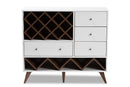 Cadmus White and Walnut Wine Cabinet Baxton