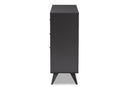 Cadmus Dark Gray and Oak Wine Cabinet Baxton