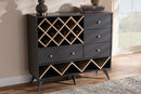 Cadmus Dark Gray and Oak Wine Cabinet Baxton